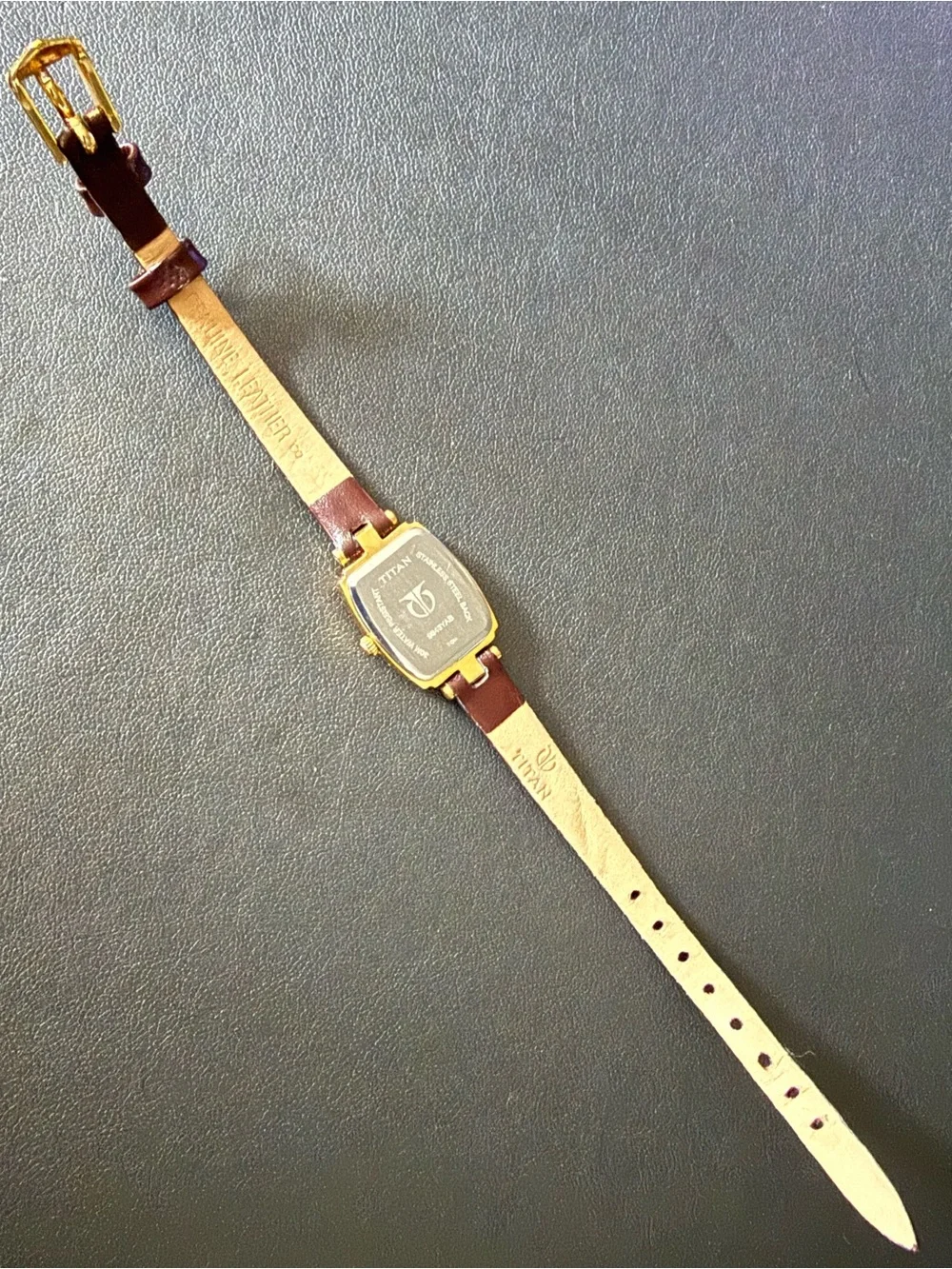 Titan Women's Gold-Tone Brown Leather Dress Watch